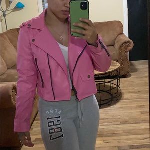 Pink leather feel jacket
